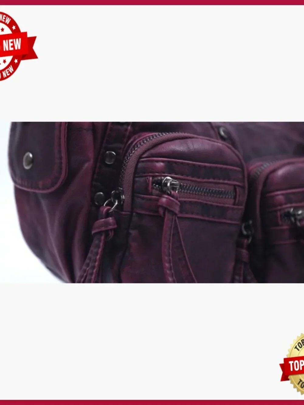 Y2K Vegan Leather Hobo Shoulder Bag with Studs Multi Pockets Satchel Handbag